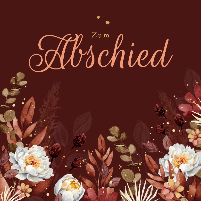 Beileidskarte Blumen Dunkelrot 'Zum Abschied' - Beileidskarten Beileidskarten - Beileidskarte Blumen Dunkelrot 'Zum Abschied'
