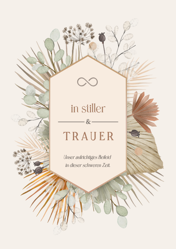 Beileidskarten - Beileidskarte Blumen Rahmen geometrisch 