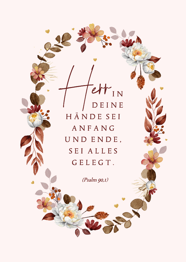 Beileidskarte Blumenkranz rosa Christlich - Beileidskarten Beileidskarten - Beileidskarte Blumenkranz rosa Christlich