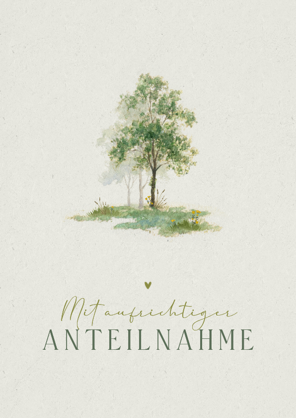 Beileidskarte Friedwald Baum Wasserfarbe - Beileidskarten Beileidskarten - Beileidskarte Friedwald Baum Wasserfarbe
