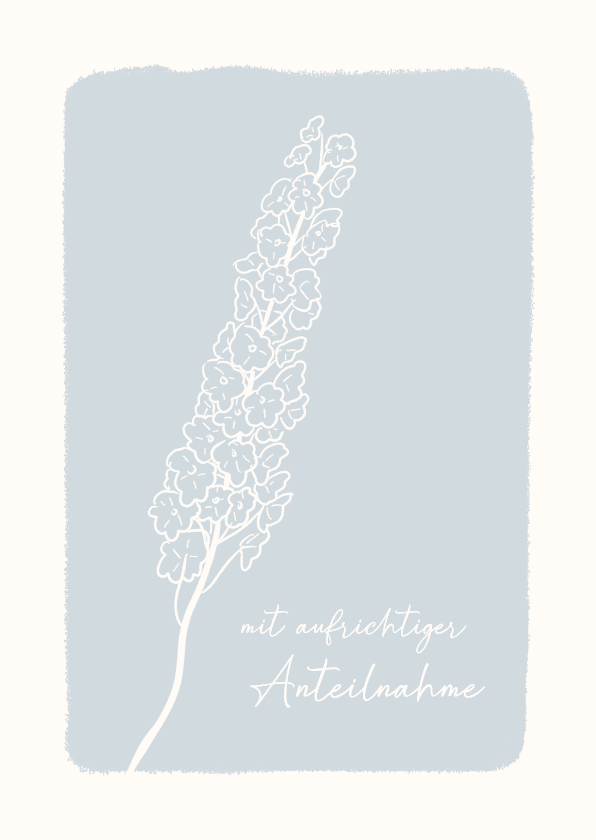 Beileidskarten - Beileidskarte Hellblau Blume Linienzeichnung schlicht