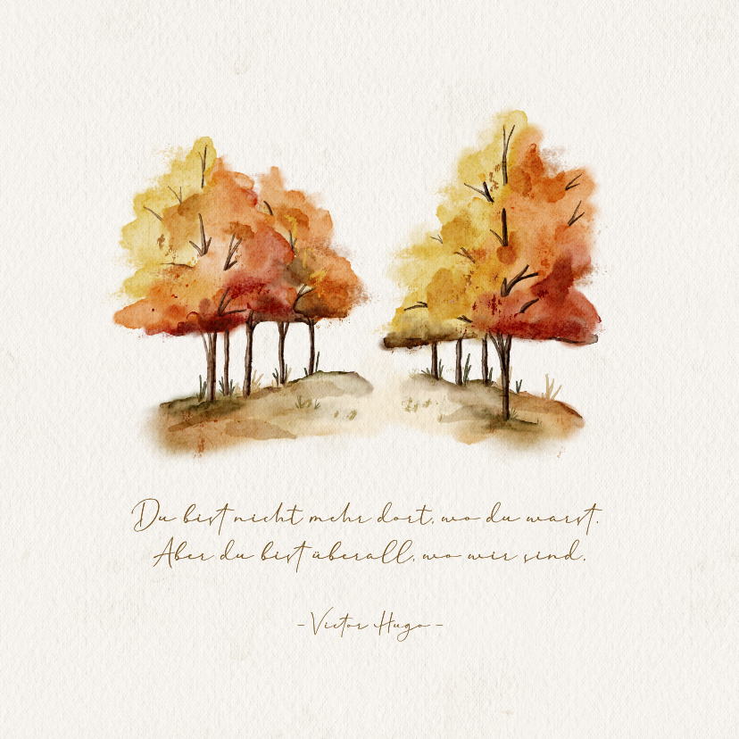 Beileidskarte Herbstwald Birken Wäldchen Aquarell - Beileidskarten Beileidskarten - Beileidskarte Herbstwald Birken Wäldchen Aquarell