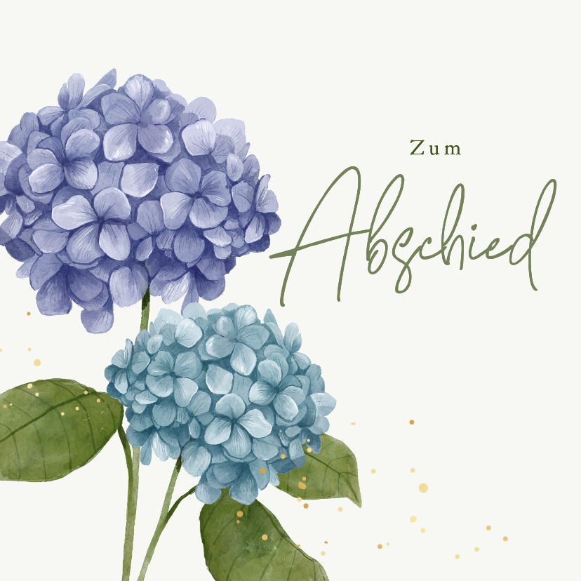Beileidskarten - Beileidskarte Hortensien lila & blau 'Zum Abschied'