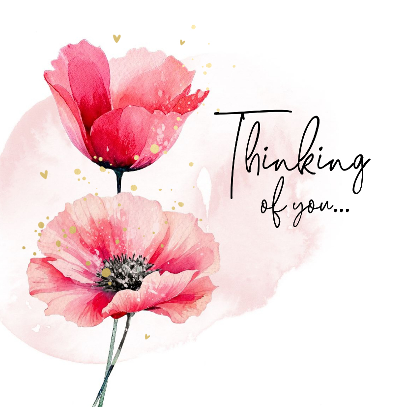 Beileidskarte Mohnblumen Aquarell Englisch - Beileidskarten Beileidskarten - Beileidskarte Mohnblumen Aquarell Englisch