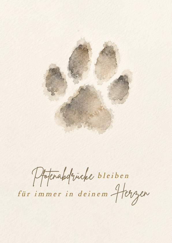 Beileidskarten - Beileidskarte Pfotenabdruck Hund Aquarell