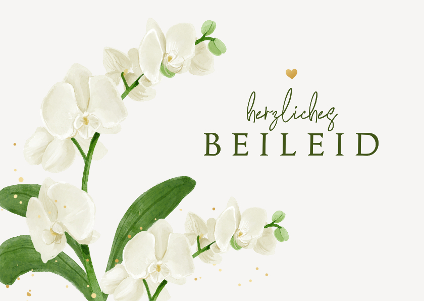 Beileidskarten - Beileidskarte weiße Orchideen Herz Beileid