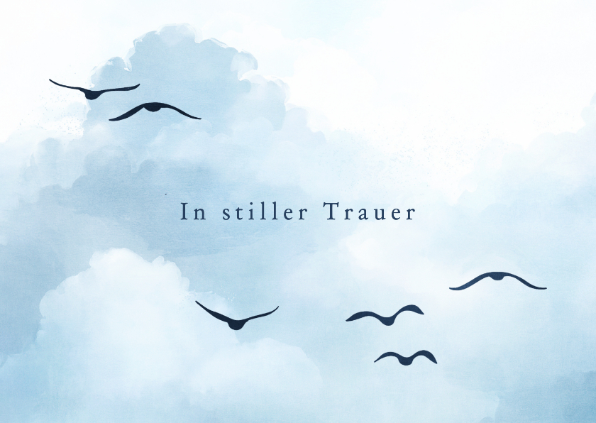 Beileidskarte Wolken Himmel Aquarell Vögel - Beileidskarten Beileidskarten - Beileidskarte Wolken Himmel Aquarell Vögel