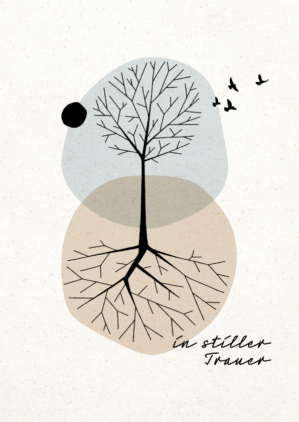 Beileidskarten - Trauerkarte Baum und Vögel