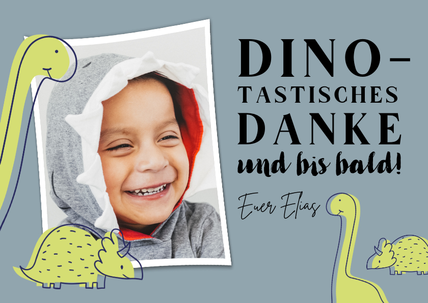 Dankeskarten - Dankeskarte Kindergarten/Kita mit Dinosauriern