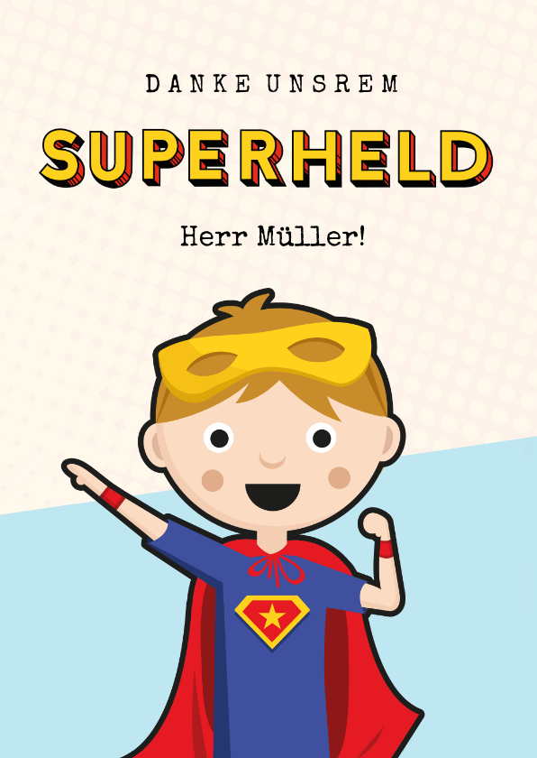 Dankeskarten - Dankeskarte Lehrer Superheld