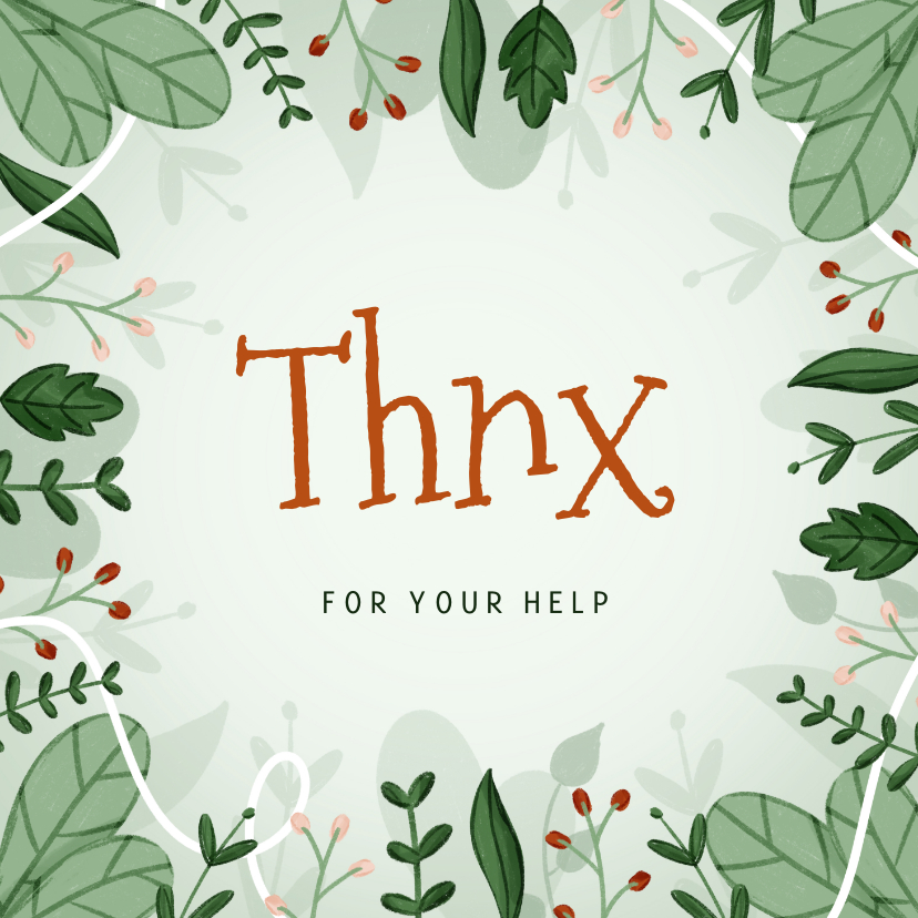 Dankeskarten - Dankeskarte 'Thnx' botanisch