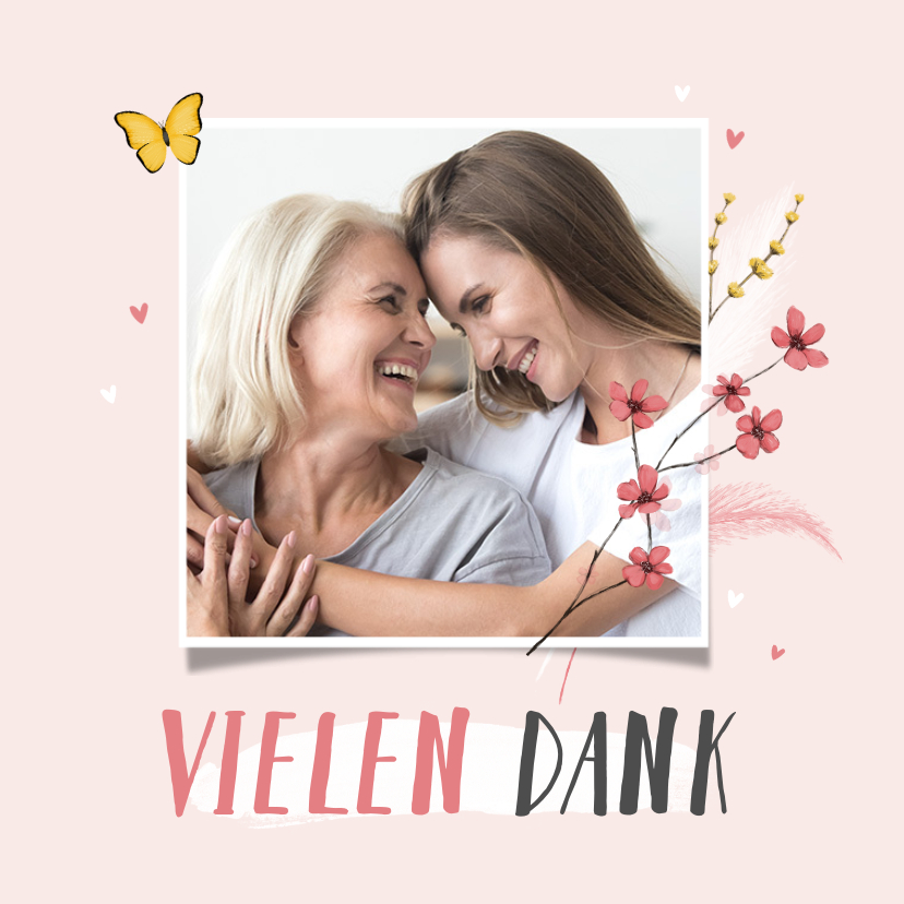 Dankeskarten - Grußkarte Vielen Dank mit Foto & Blumen