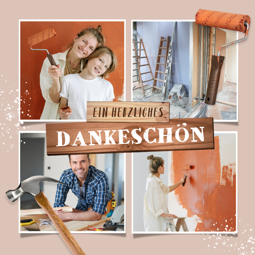 Dankeskarten - Karte Danke Hilfe Umzug & Renovieren