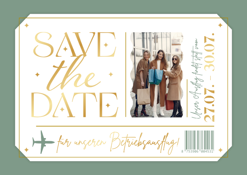 Einladungskarten - Betriebsausflug Ticketeinladung Foto Save the Date