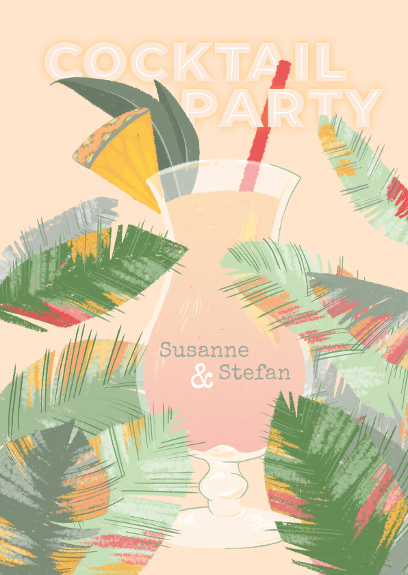 Einladungskarten - Cocktailparty Tropische Blätter