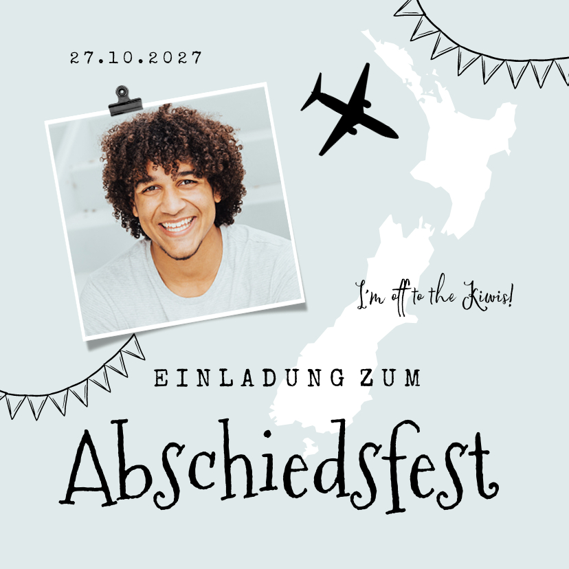 Einladungskarten - Einladung Abschiedsfest Auswandern Neuseeland