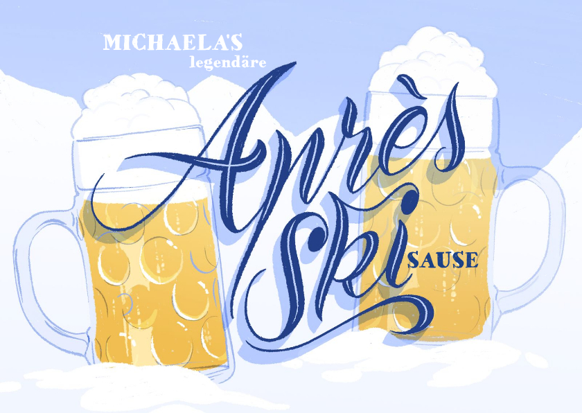 Einladungskarten - Einladung Après-Ski Feier mit Hand-Lettering