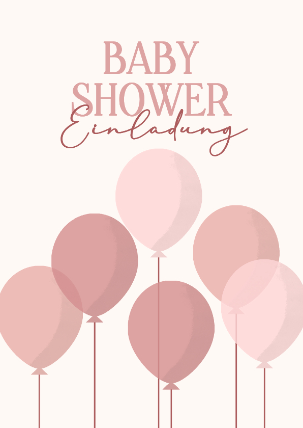 Einladung Babyshower rosa Luftballons - Einladungskarten Einladungskarten - Einladung Babyshower rosa Luftballons