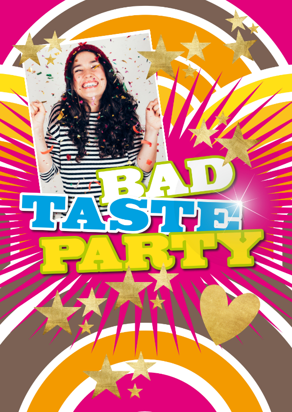 Einladungskarten - Einladung Bad Taste Party mit Foto