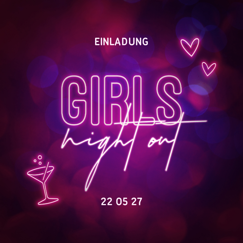 Einladungskarten - Einladung 'Girls Night Out' Neonlook