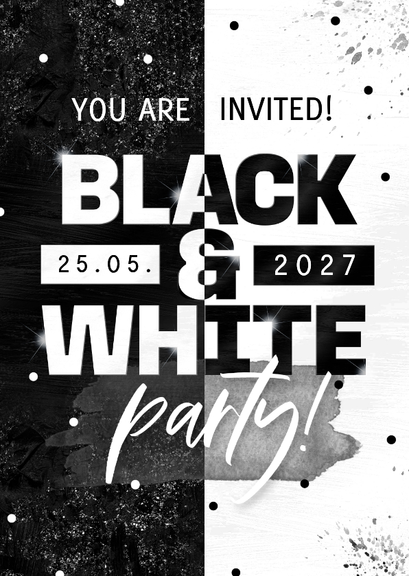 Einladung Mottoparty Black & White - Einladungskarten Einladungskarten - Einladung Mottoparty Black & White