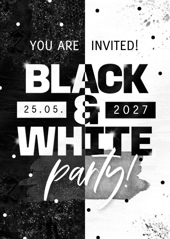Einladungskarten - Einladung Mottoparty Black & White