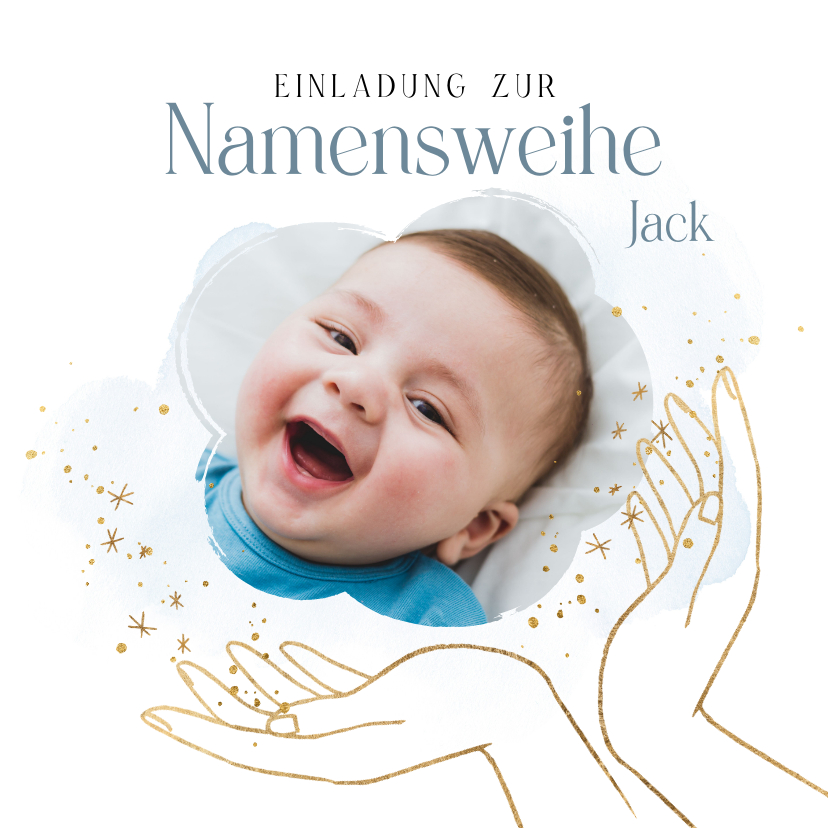 Einladungskarten - Einladung Namensweihe Foto & Hände