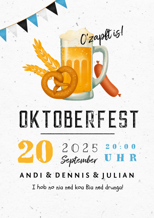 Einladungskarten - Einladung Oktoberfest Brezel, Bier & Wurst