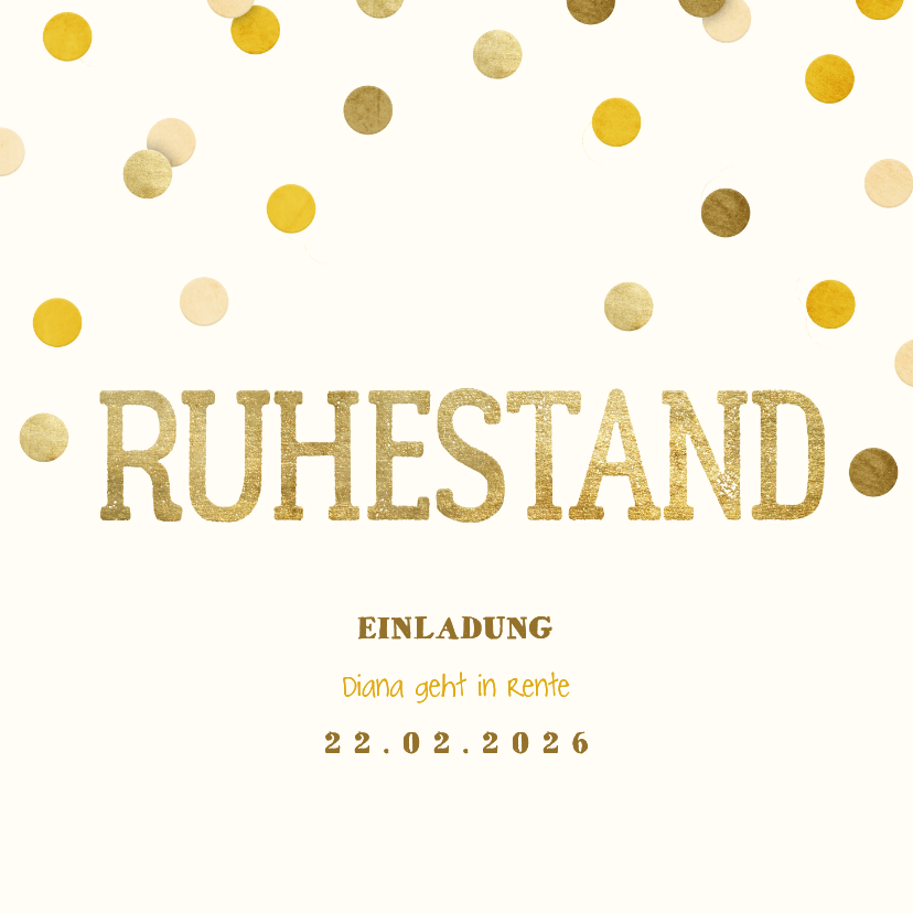 Einladung Ruhesand Konfetti einfach - Einladungskarten Einladungskarten - Einladung Ruhesand Konfetti einfach