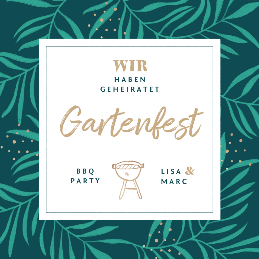 Einladungskarten - Einladung zum Gartenfest Palmblätter & BBQ