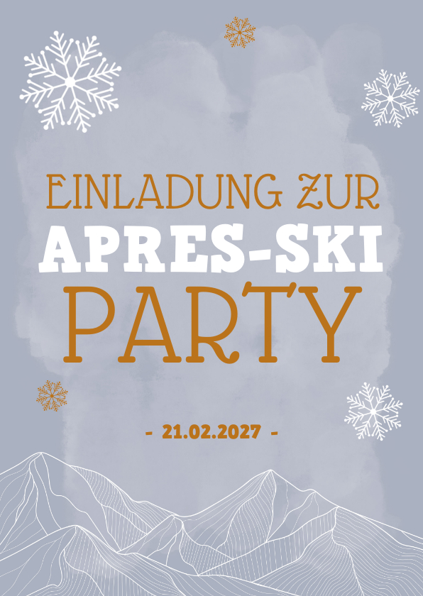 Einladungskarten - Einladung zur Après-Ski Party mit abstraktem Hintergrund