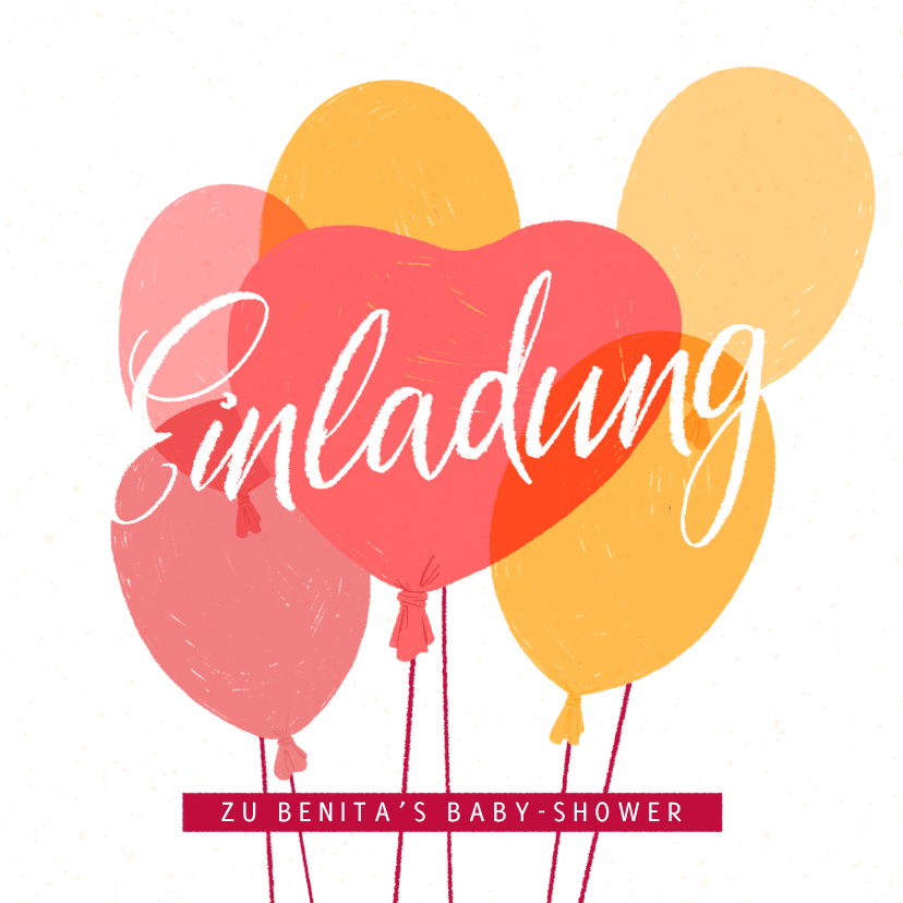 Einladungskarten - Einladung zur Baby-Shower "Ballons" - Rosa