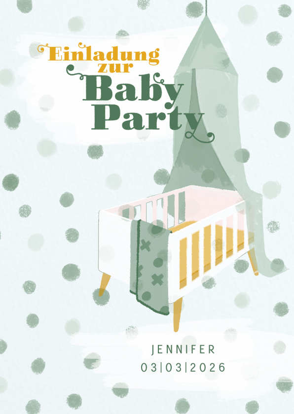 Einladungskarten - Einladung zur Babyparty Bettchen Junge