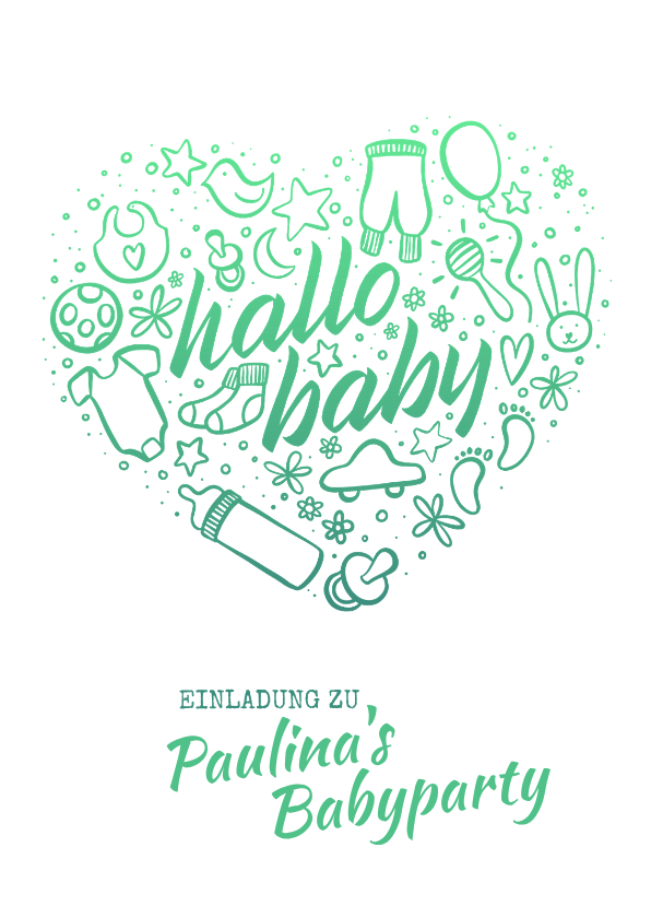 Einladungskarten - Einladung zur Babyparty "Hallo Baby" - Junge
