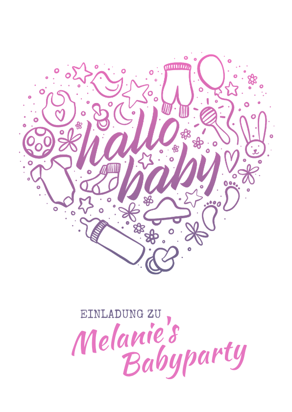 Einladungskarten - Einladung zur Babyparty "Hallo Baby" - Mädchen