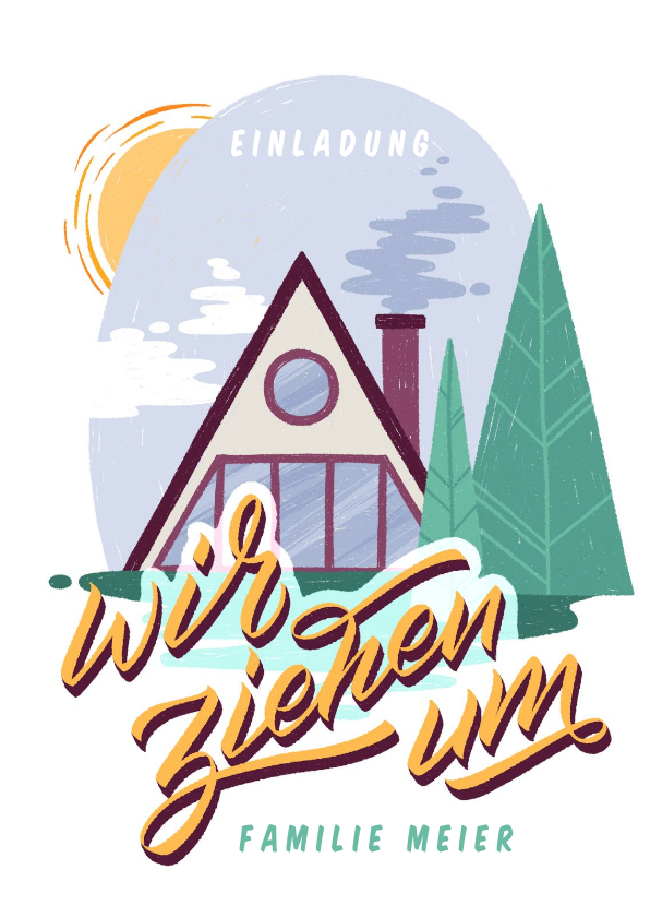 Einladung zur Einweihungsfeier mit Hütte im Wald - Einladungskarten Einladungskarten - Einladung zur Einweihungsfeier mit Hütte im Wald