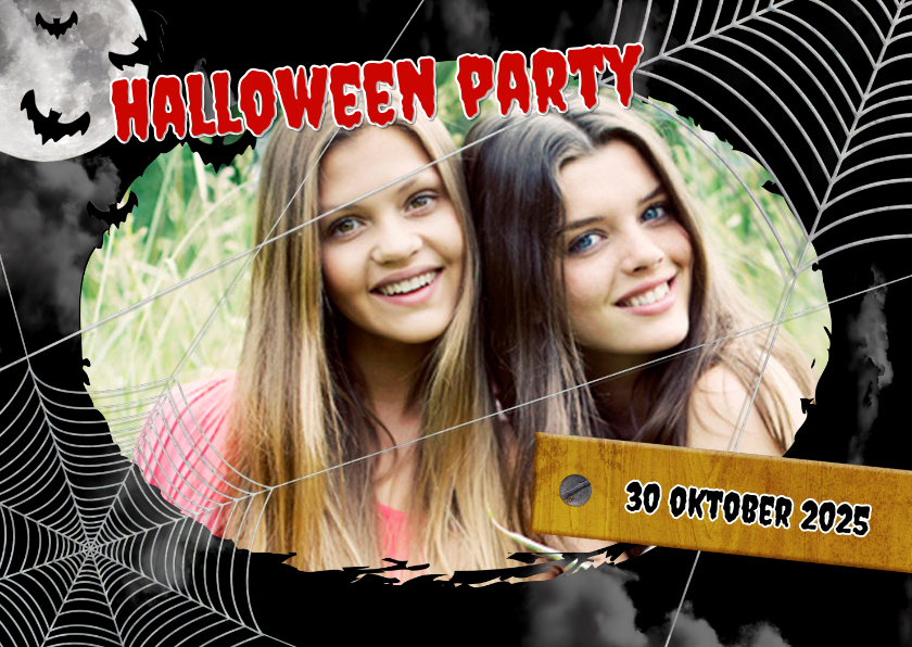Einladungskarten - Einladung zur Halloweenparty Spinnennetz & Foto