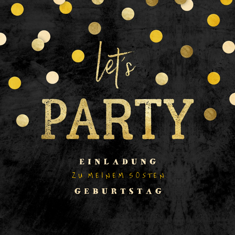 Einladungskarten - Einladung zur Party Goldene Konfetti