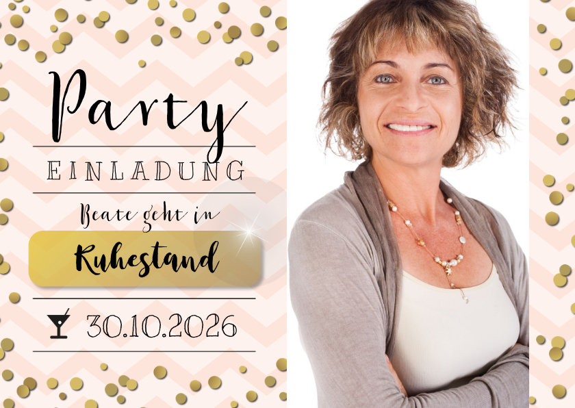 Einladung zur Ruhestand-Party rosa - Einladungskarten Einladungskarten - Einladung zur Ruhestand-Party rosa