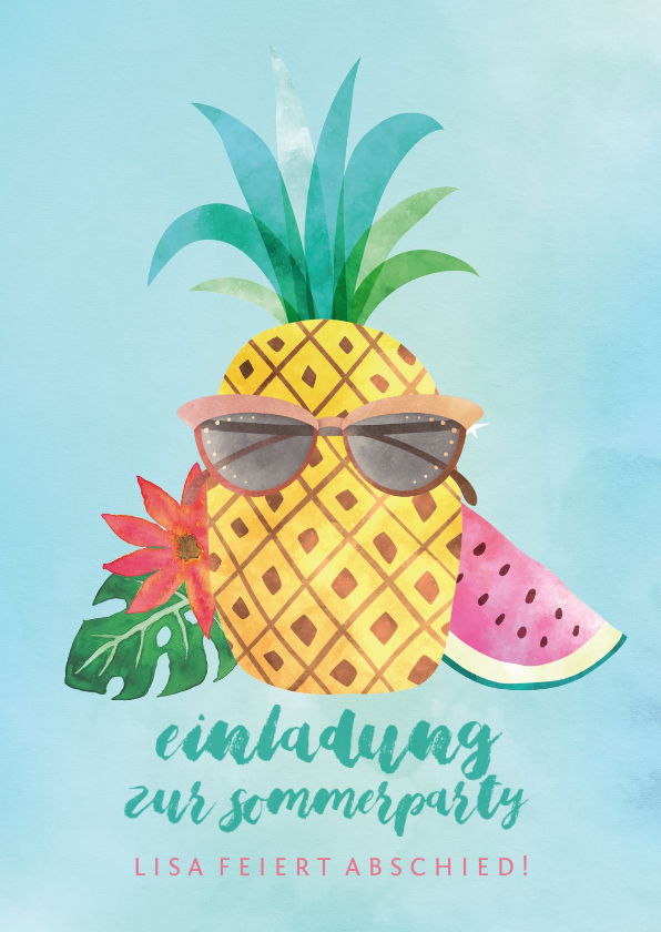 Einladung zur Sommerparty Coole Ananas - Einladungskarten Einladungskarten - Einladung zur Sommerparty Coole Ananas