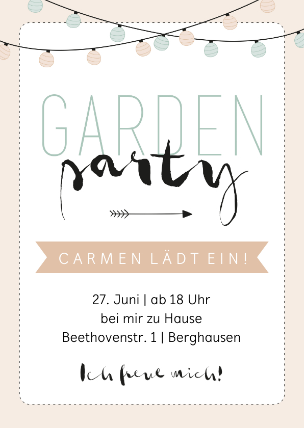 Einladungskarten - Einladung zurr Gardenparty pastell