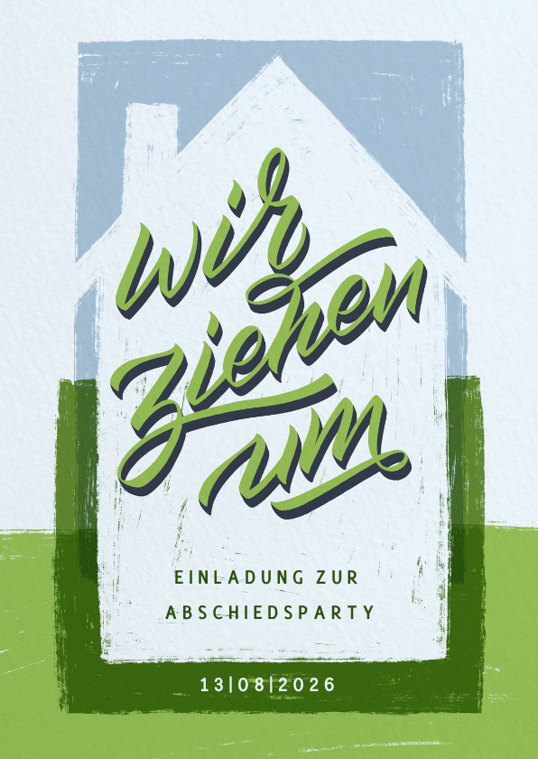Einladungskarten - Einladungskarte Abschiedsparty mit Häuschen