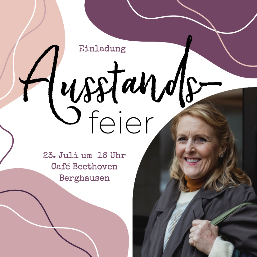 Einladungskarten - Einladungskarte Ausstandsfeier Foto abstrakt Lila