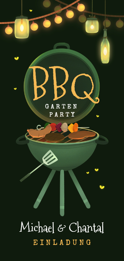 Einladungskarte BBQ Gartenparty Grill Hochformat - Einladungskarten Einladungskarten - Einladungskarte BBQ Gartenparty Grill Hochformat