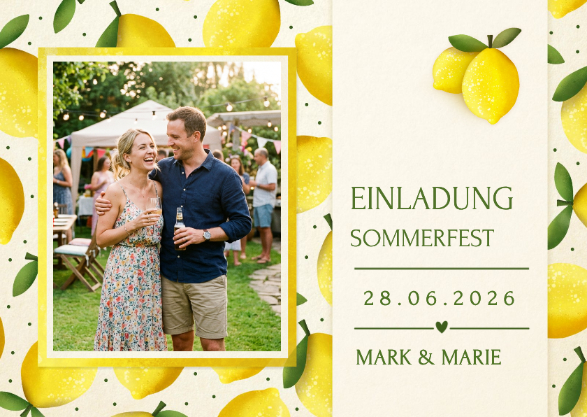 Einladungskarte Foto Zitronen Gartenfest Sommer - Einladungskarten Einladungskarten - Einladungskarte Foto Zitronen Gartenfest Sommer