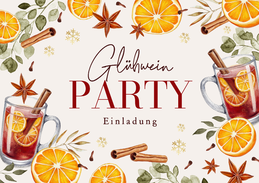 Einladungskarten - Einladungskarte Glühweinparty Winterfest