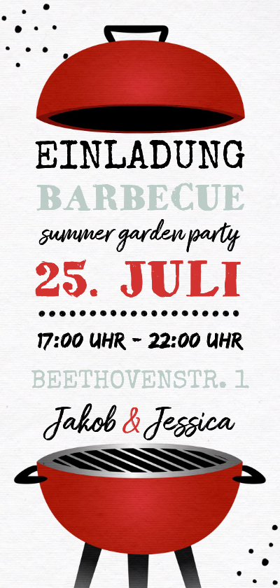 Einladungskarte Hochformat Barbecue Grillfest - Einladungskarten Einladungskarten - Einladungskarte Hochformat Barbecue Grillfest