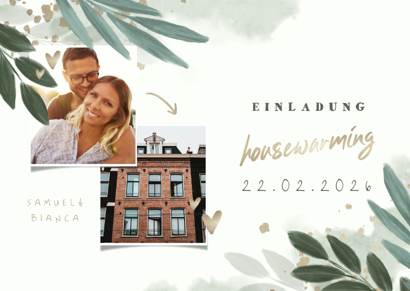 Einladungskarten - Einladungskarte Housewarming botanisch mit Fotos