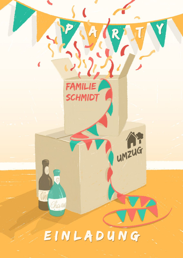 Einladungskarten - Einladungskarte Umzugskartons Abschiedsparty