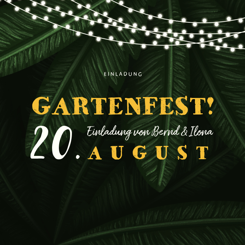 Einladungskarten - Einladungskarte zum Gartenfest Palmblätter